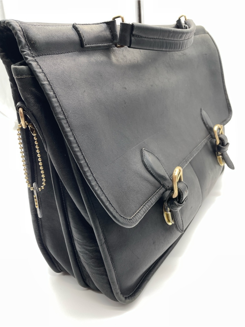 Vintage Roots Black Leather Briefcase Messenger Laptop Bag Canada
